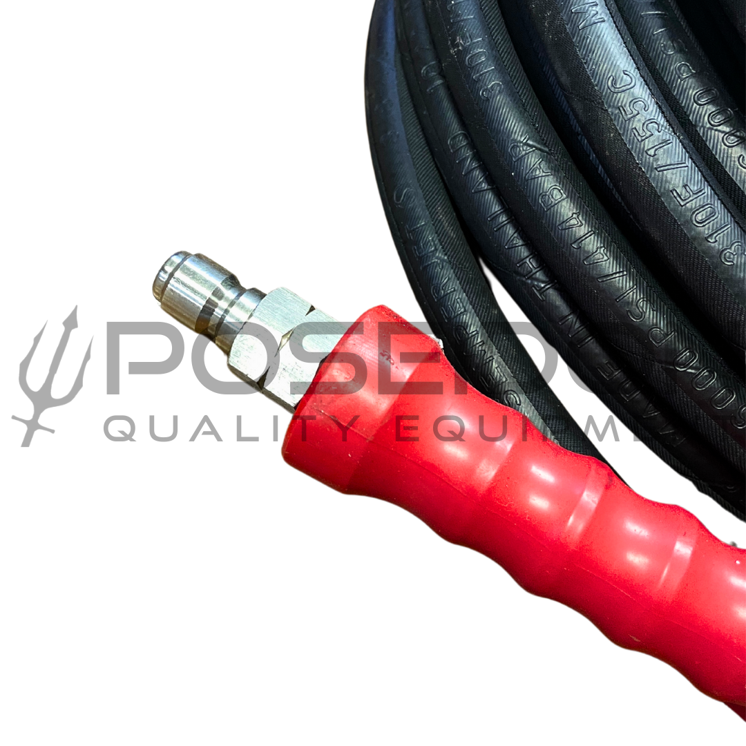 3/8" x 50' 6000 PSI High Pressure Hose with QC, DB Black