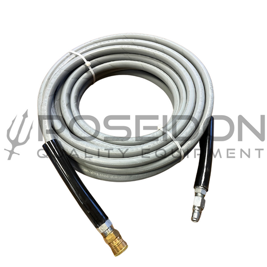 3/8" x 50' 4000 PSI High Pressure Hose with QC, Gray